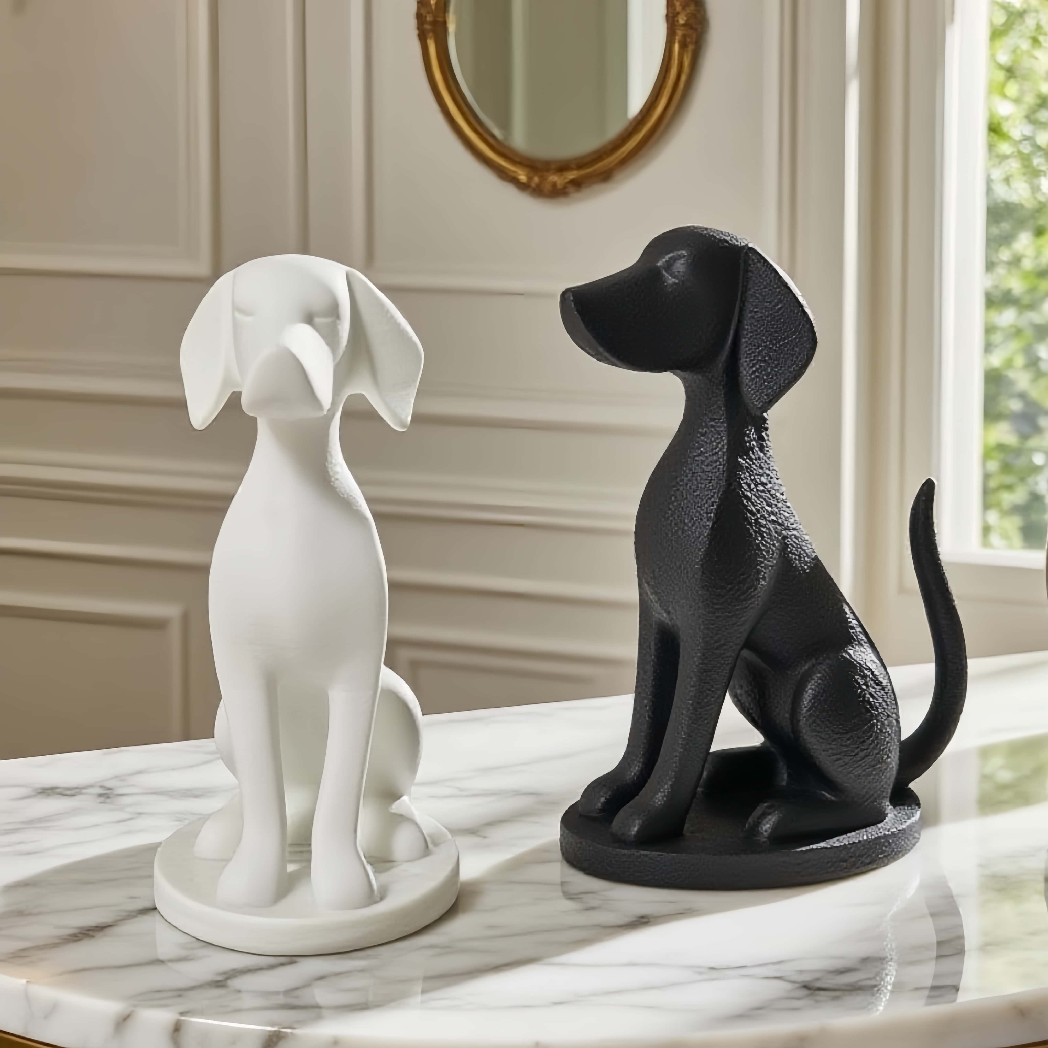 Cubicle Shelf Organizer - Abstract Sitting Dog Sculpture, Modern Minimalist