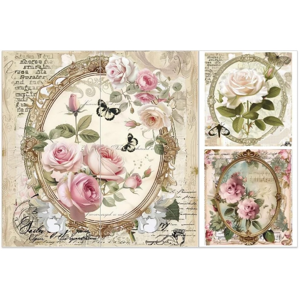 Office Furniture Layout - 3pcs/Set Rose Rub on Transfers for