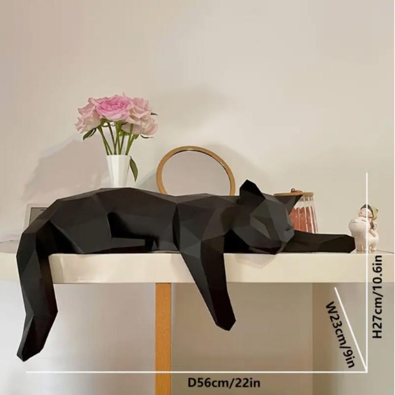 Office Furniture Brands - Black White Cat Statue - Geometric