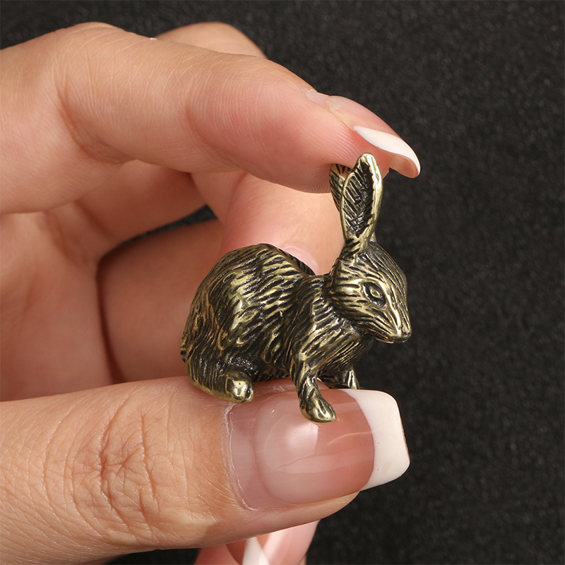 Cubicle Shelf Organizer - Cute Vintage-Style Rabbit Brass Statue Rabbit