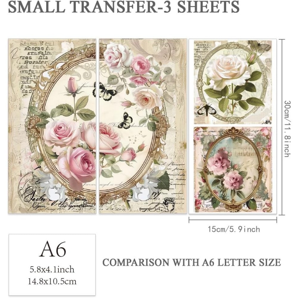 3pcs/Set Rose Rub on Transfers - Office Furniture Layout 评论和价格