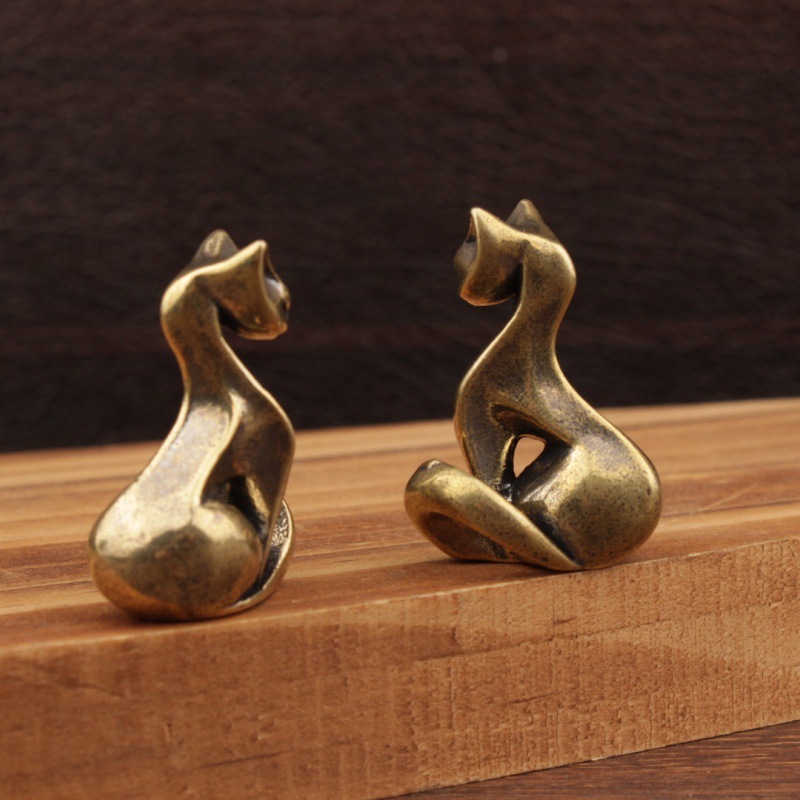 Mini Cat Figurines Brass Displ - Office Furniture Brands 评论和价格